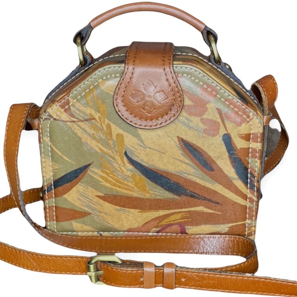 PATRICIA NASH MARINA PALM LEAVES SMALL  HARDCASE CARRY OR CROSSBODY BAG